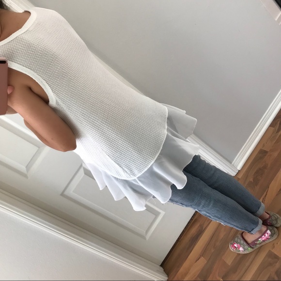 LAST • Pretty Please White Waffle Tank - Picture 2 of 5